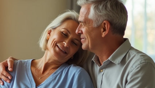 Close up of mature couple in an embrace