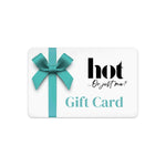 Gift Card for Hot Or Just Me - A Website for Perimenopause Symptoms and Menopause Symptoms, card has a ribbon wrapped around it with logo of the company and words Gift Card Printed on it