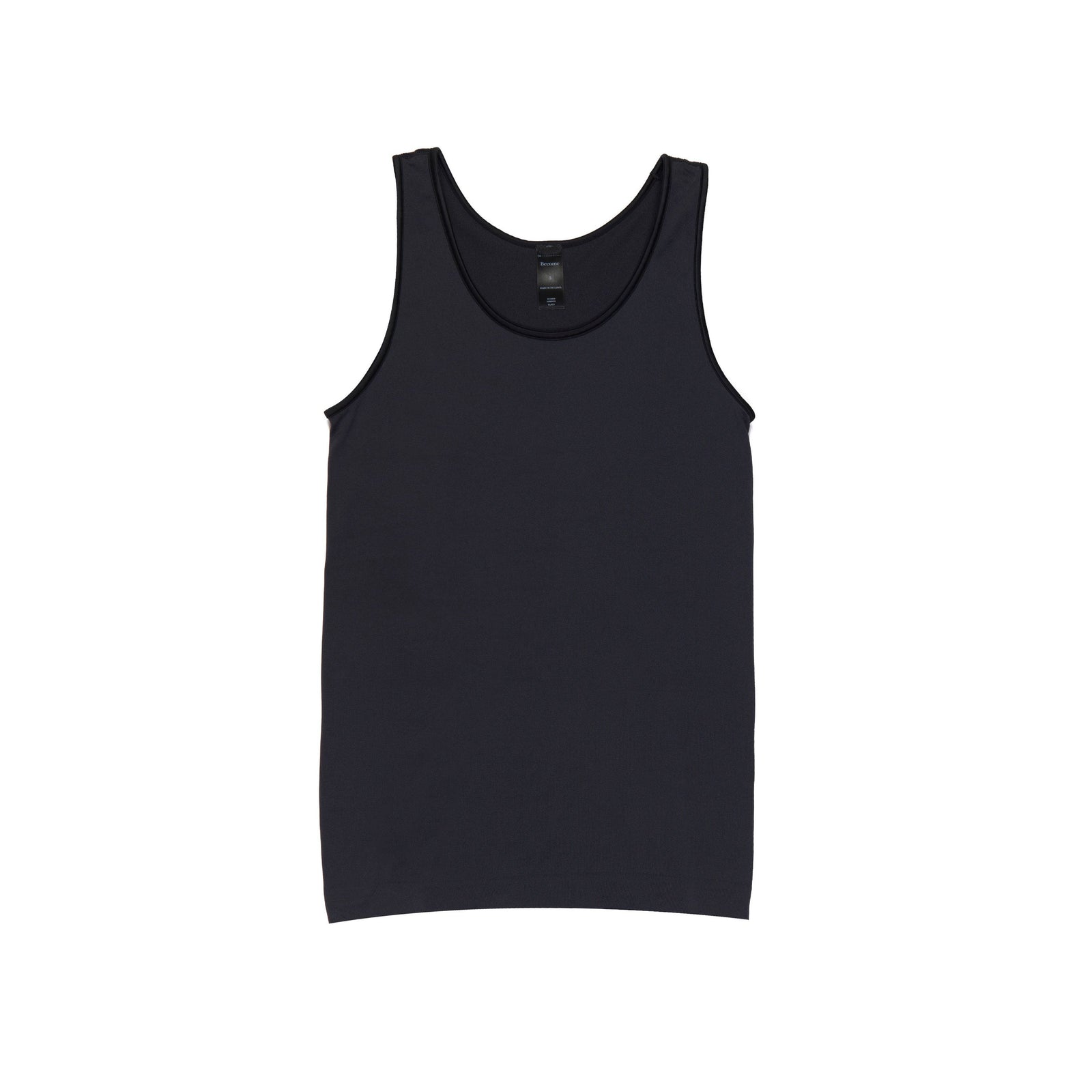 Anti-Flush Tank Top in black, front view on a white background. This sleeveless top is designed to provide relief from hot flashes, featuring moisture-wicking fabric and a stylish design suitable for women experiencing perimenopause and menopause symptoms.