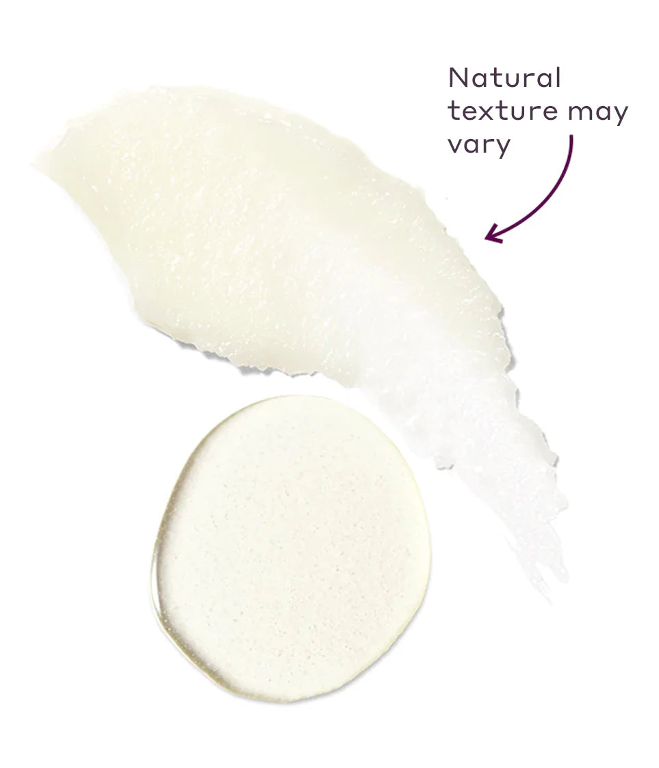 Close-up of the creamy texture of Coco Bliss Moisturizer, copy reads Natural texture may vary