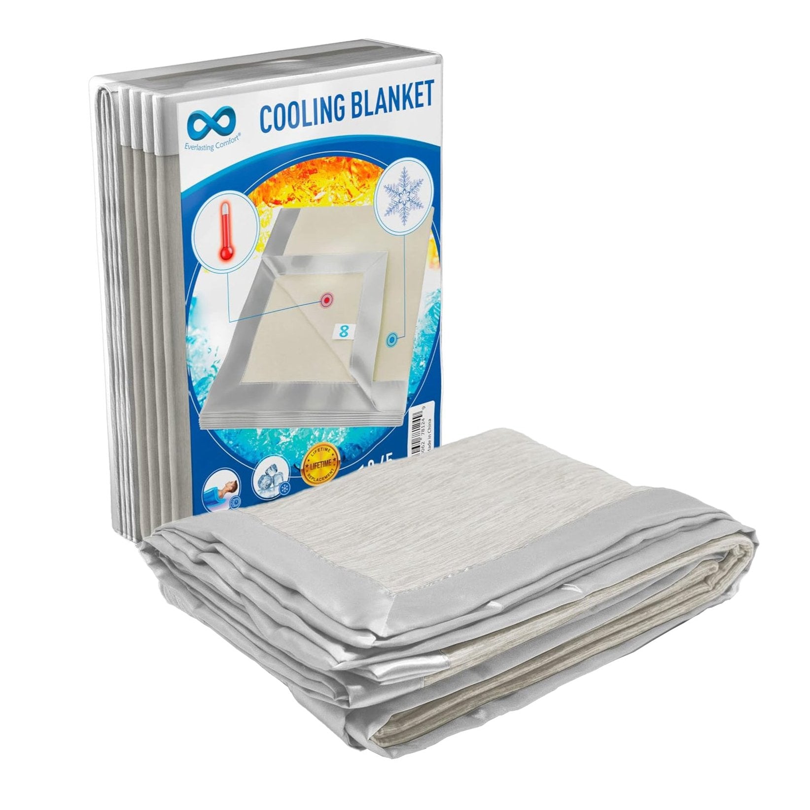 Cooling Blanket folded neatly showing its lightweight, portable design for managing night sweats and providing all-night comfort.